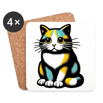 Cat - Coasters (set of 4) - white - Front