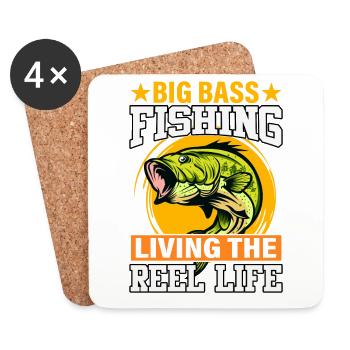 Pêche au Big Bass vivant la vie de moulinet - Dessous de verre (lot de 4) - blanc - Devant