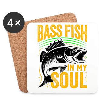 Bass Fish in my Soul - Coasters (set of 4) - white - Front