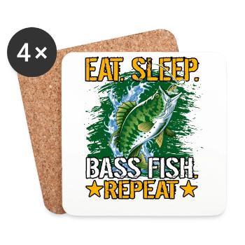 Eat Sleep Bass Fish Repeat - Coasters (set of 4) - white - Front