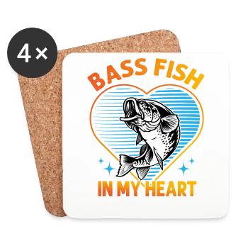 Poisson bar dans mon cœur - Dessous de verre (lot de 4) - blanc - Devant