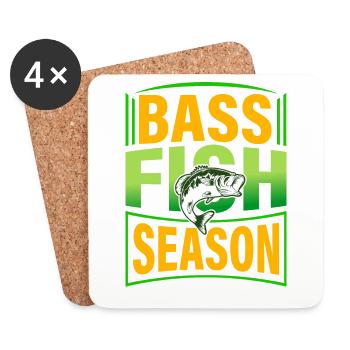 Bass Fish Season - Coasters (set of 4) - white - Front
