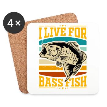 Je vis pour le Bass Fish - Dessous de verre (lot de 4) - blanc - Devant