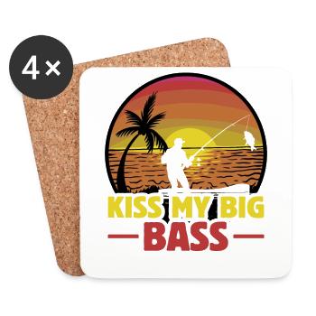 Embrasse ma grosse basse - Dessous de verre (lot de 4) - blanc - Devant