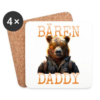 Bären Daddy Bär Papa Dad Vatertag Vater Grizzly - Untersetzer (4er-Set) - Weiß - Vorne