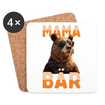 Maman Ours Ours Mère Ours Maman Grizzly Fête des Mères - Dessous de verre (lot de 4) - blanc - Devant