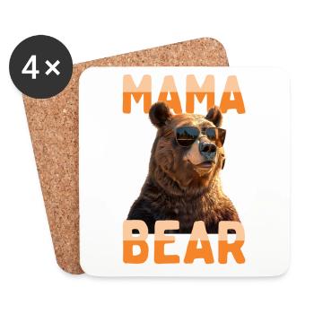 Maman ours ours mère ours Fête des mères Grizzly - Dessous de verre (lot de 4) - blanc - Devant