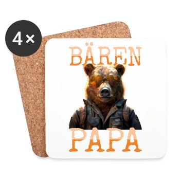 Bären Papa Daddy Bär Dad Vatertag Vater Grizzly - Untersetzer (4er-Set) - Weiß - Vorne