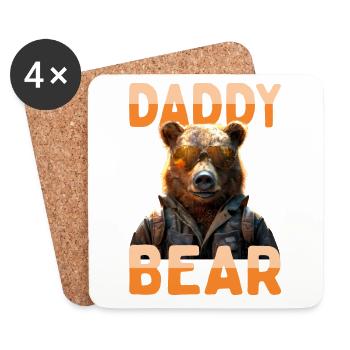 Daddy Bear Bären Papa Dad Vatertag Grizzly Bär - Untersetzer (4er-Set) - Weiß - Vorne