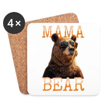 Maman ours ours mère ours Fête des mères Grizzly - Dessous de verre (lot de 4) - blanc - Devant
