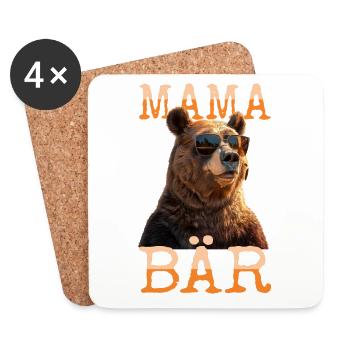 Mom Bear Bears Mother Bear Mother's Day Grizzly Mom - Coasters (set of 4) - white - Front