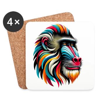 Mandrill Monkey - Coasters (set of 4) - white - Front