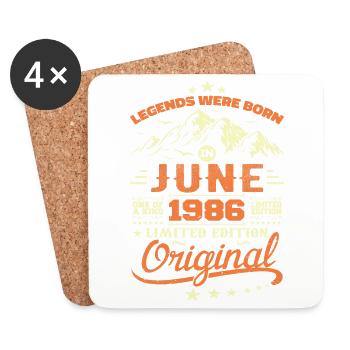 June 1986 Original Born June 1986 Birthday - Coasters (set of 4) - white - Front