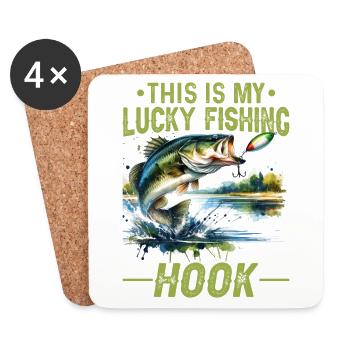 C’est mon hameçon de pêche porte-bonheur - Dessous de verre (lot de 4) - blanc - Devant