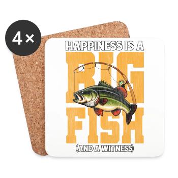 Le bonheur est un gros poisson et un témoin - Dessous de verre (lot de 4) - blanc - Devant