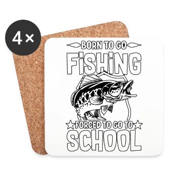 Né pour aller pêcher, forcé d’aller à l’école - Dessous de verre (lot de 4) - blanc - Devant