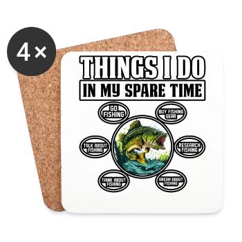 Things I do in my Spare time Bass Fish - Coasters (set of 4) - white - Front