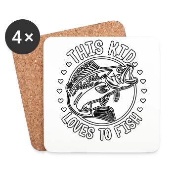 Ce gamin adore pêcher - Dessous de verre (lot de 4) - blanc - Devant