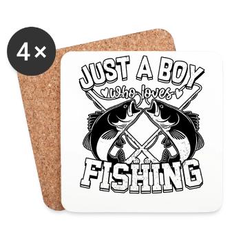 Juste un garçon qui aime la pêche - Dessous de verre (lot de 4) - blanc - Devant