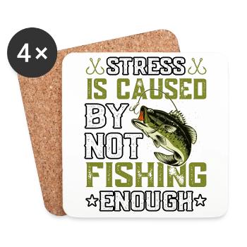 Le stress est causé par le fait de ne pas pêcher assez - Dessous de verre (lot de 4) - blanc - Devant
