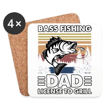 Bass Fishing Dad - Lizenz zum Grillen - Untersetzer (4er-Set) - Weiß - Vorne