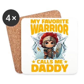 My favorite Warrior calls me Daddy - Coasters (set of 4) - white - Front