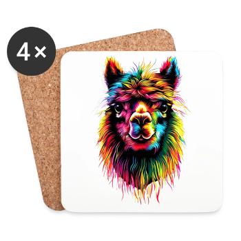 Alpaca Pop Art Bright Colors Llama Rainbow Alpaca - Coasters (set of 4) - white - Front