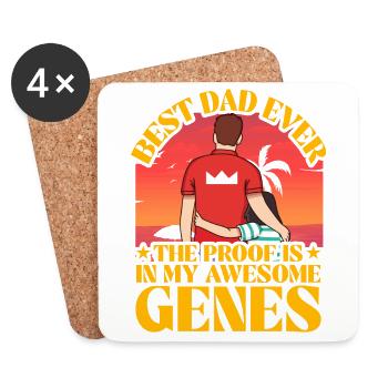 Bester Papa aller Zeiten, der Beweis liegt in meinen großartigen Genen - Untersetzer (4er-Set) - Weiß - Vorne