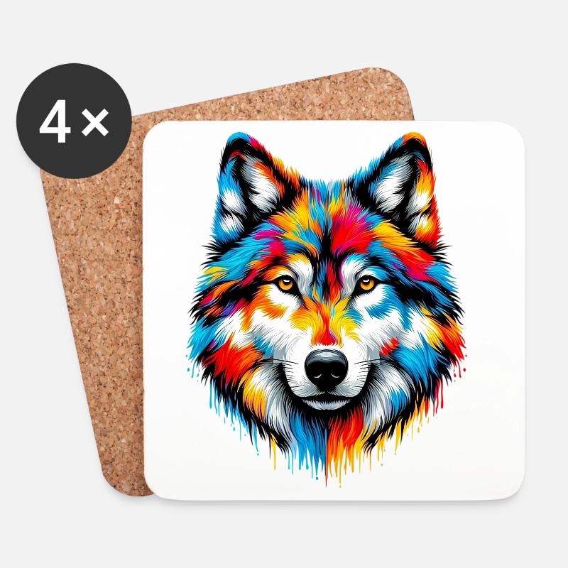 Wolf - Untersetzer (4er-Set) - Weiß