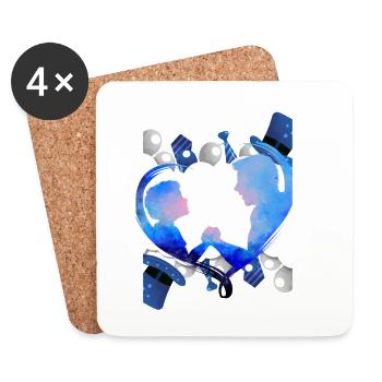 Fêtes des pères aux couleurs bleues - Dessous de verre (lot de 4) - blanc - Devant