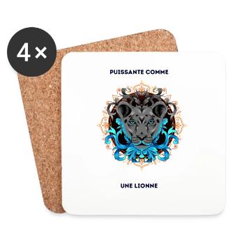comme une lionne avec texte - Dessous de verre (lot de 4) - blanc - Devant