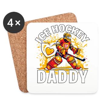 Eishockey-Papa - Untersetzer (4er-Set) - Weiß - Vorne