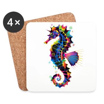 Seepferdchen Pop Art Bunt Aquarist Süßes Seepferd - Untersetzer (4er-Set) - Weiß - Vorne