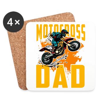 Papa motocross - Dessous de verre (lot de 4) - blanc - Devant