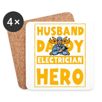 Ehemann Papa Elektriker Held - Untersetzer (4er-Set) - Weiß - Vorne