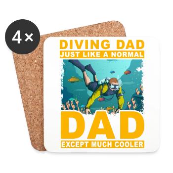 Tauchen Papa wie ein normaler Papa, nur viel cool - Untersetzer (4er-Set) - Weiß - Vorne