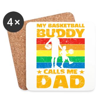Mein Basketball-Kumpel nennt mich Papa - Untersetzer (4er-Set) - Weiß - Vorne