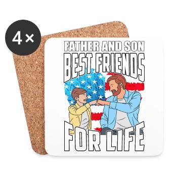 Père et fils meilleurs amis pour la vie - Dessous de verre (lot de 4) - blanc - Devant
