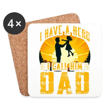 Ich habe einen Helden, den ich Papa nenne - Untersetzer (4er-Set) - Weiß - Vorne