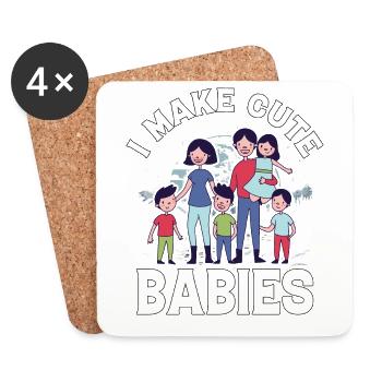 Je fais de jolis bébés - Dessous de verre (lot de 4) - blanc - Devant