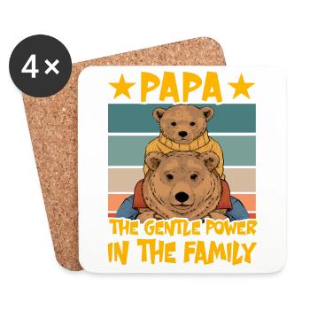 Papa, die sanfte Kraft in der Familie - Untersetzer (4er-Set) - Weiß - Vorne