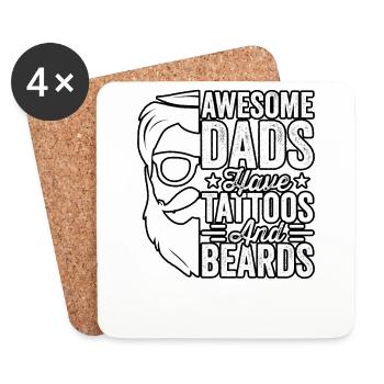 Awesome Dads have Tattoos and Beards - Coasters (set of 4) - white - Front