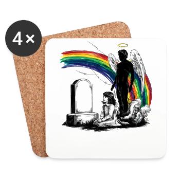 Father Daughter Mourning Grave - Coasters (set of 4) - white - Front
