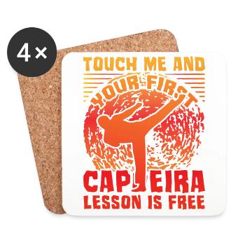 Berühre mich und deine erste Capoeira-Lektion ist kostenlos - Untersetzer (4er-Set) - Weiß - Vorne