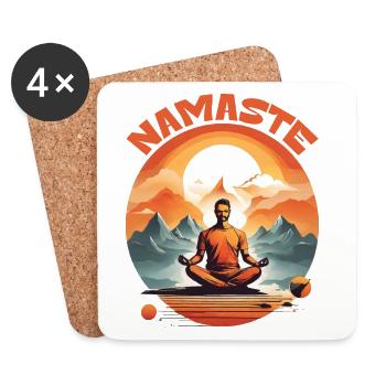 SERENITY AMIDST PEAKS: YOGA NAMASTE - Coasters (set of 4) - white - Front