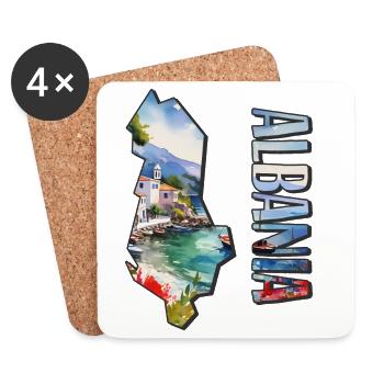 Aquarell Landkarte Albanien - Untersetzer (4er-Set) - Weiß - Vorne