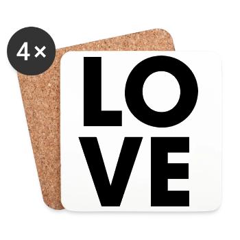 Amour - Dessous de verre (lot de 4) - blanc - Devant