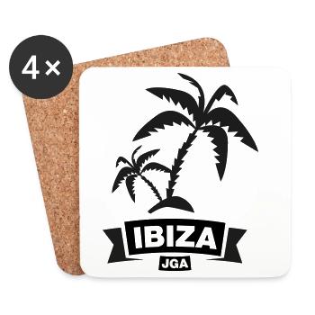 IBIZA – Bachelor Party under Palm Trees - Coasters (set of 4) - white - Front