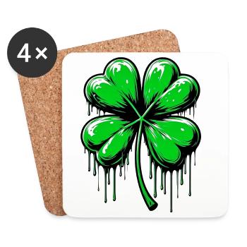Trèfle à quatre feuilles - Dessous de verre (lot de 4) - blanc - Devant