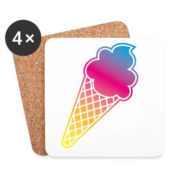 Ice Cream Frame Gradient Colorful Summer Ice Cream Cone Ice - Coasters (set of 4) - white - Front